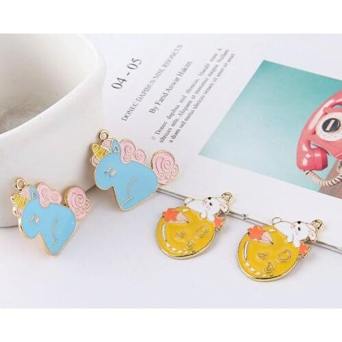 10pcs Fun Animal Earrings For Women Cute Cartoon Jewelry Lovely Pet Unicorn Planet Rabbit Penguin Pendant Diy Ear Accessories