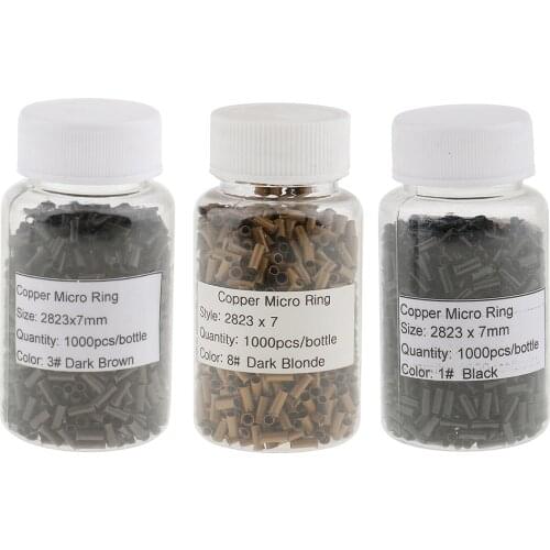 1000pcs/Bottle 5mm Micro Link Rings Lined Beads for Hair Extensions Tool Copper Beads Links Rings Hair Feather Extensions