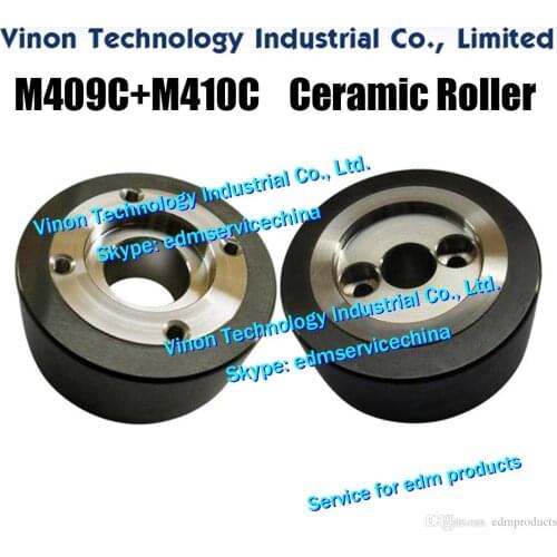 2pcs) M409C+M410C EDM Pinch Roller+Capstan Roller Set D57x25t (Black Ceramic type) X055C008G51+X055C009G51 Feed section