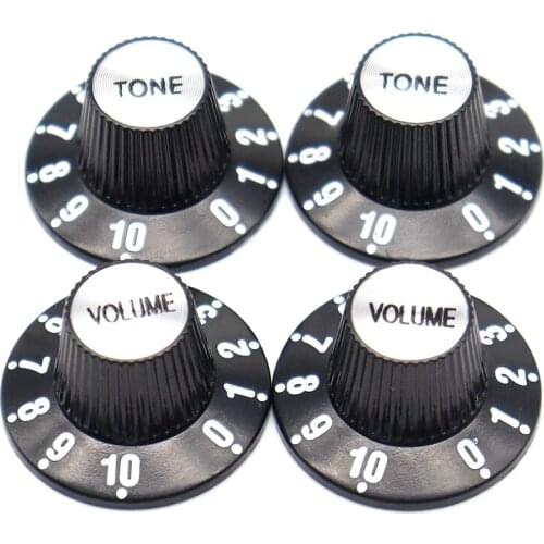 2pcs Electric Guitar Knobs Hight Hat Silver Reflector Volume Tone Speed Control Knob for Electric Guitar Accessories