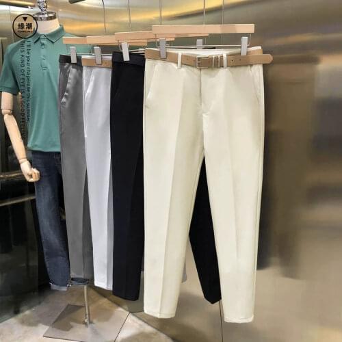 2020 New Spring Autumn Men Slim Fit Fashion All-match Trousers Male Business Formal Men Solid Color Straight Suit Pants K177