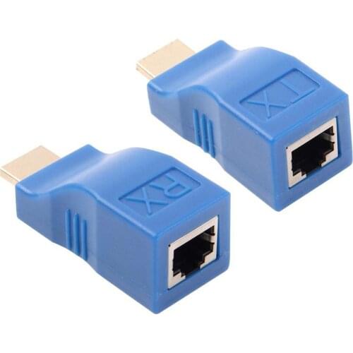 2pcs 1080P HDMI Extender to RJ45 Over Cat 5e/6 Network Adapter Signal Amplifier For HDTV Display