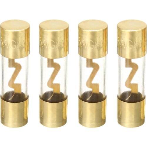4Pcs 80A Auto Audio Fuse 10*38MM Gold Plated Glass AGU Fuse Car Audio Amp Amplifier Fuse Accessories
