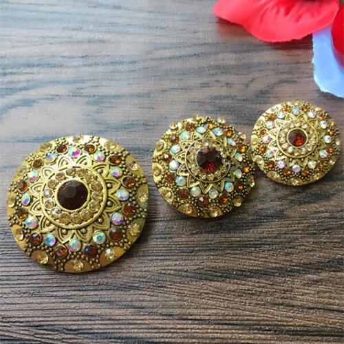 4Pcs/lot 22/28/35mm Retro colored rhinestone clothes button high-grade woolen cashmere coat round decorative button C006
