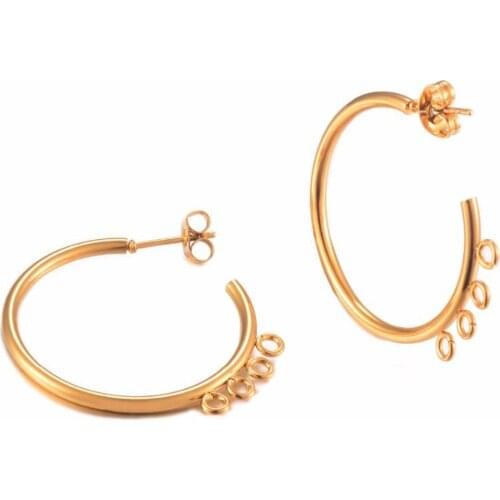 4pcs/lot 30mm C Shape Small Round Loop Hoop Circle Earrings Stainless Steel Ear Wire Hooks Diy Jewelry Making