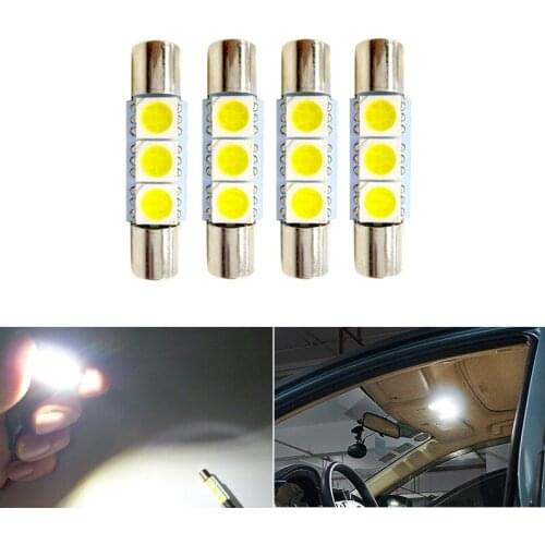 4x Xenon White 29mm 28mm 6641 6614 Festoon LED Replacement Bulbs For Car SUV Truck Sunvisor Flips Vanity Mirror Lights