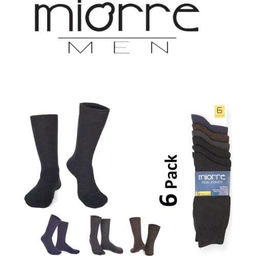 Socks for men 6 Pieces Seamless Cotton Economic Pack - Cotton Long Crew Men Socks - Soft & Lycra Black Gray Brown Blue Man
