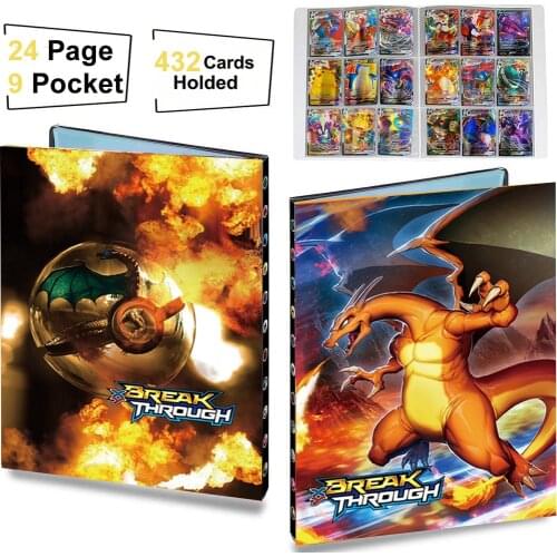 9 Pocket 432 Card Big Pokemon Album Cards Book Cartoon Pokémon XY Charizard Game Collection Holder Anime Map Binder Folder Gift