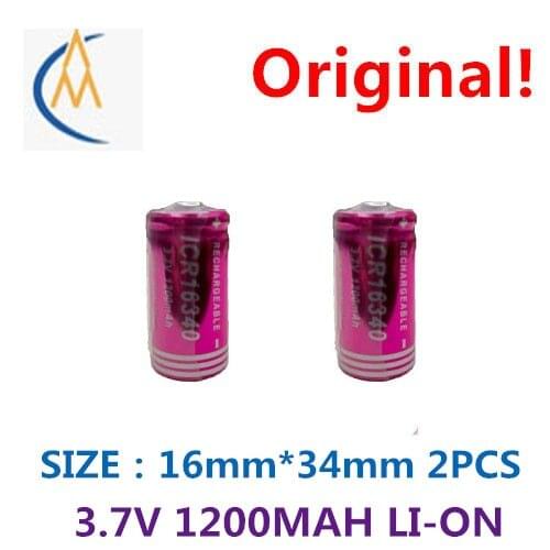 2PCS1200 mah LIR123A rechargeable lithium battery 16340 mini flashlight head lamp fishing light general 3.7 v laser pointer toys