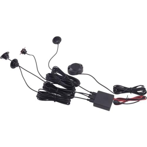 Car Universal Adjustable Flat Parking Sensors Reverse Backup Radar Kit w/Buzzer Alarm Gray 20-200mA 40KHz