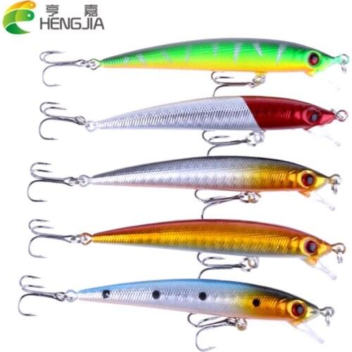 HENGJIA 5pcs Plastic Minnow Fishing Lures Floating Rattles Bass Crankbait 8cm 3.15inch