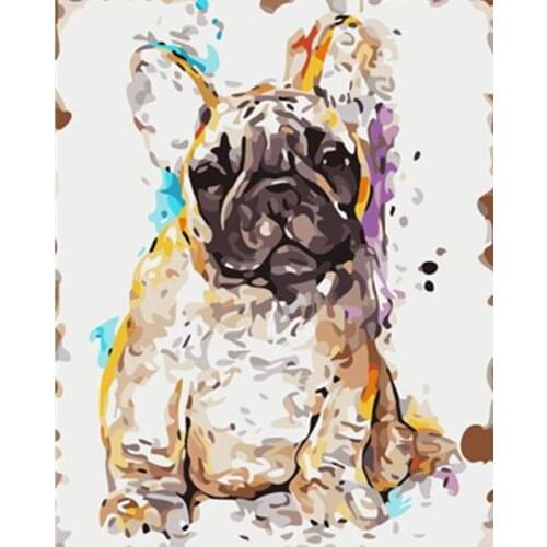 Painting By Numbers DIY Dropshipping 40x50 50x65cm Lazy bulldog feel wronged Animal Canvas Wedding Decoration Art picture Gift