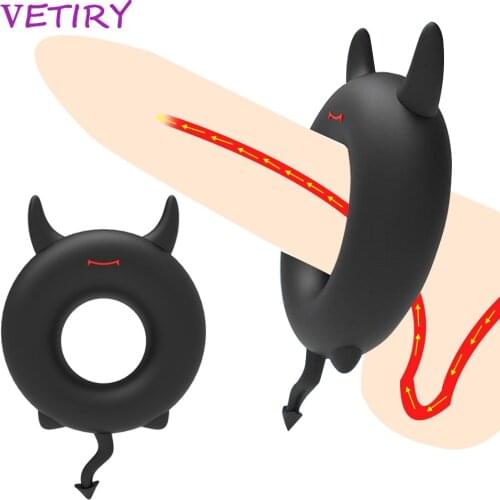 Little Devil Penis Rings Delay Ejaculation Soft Silicone Cockring Male Chastity Device Sex Toys for Men Erection Adult Products