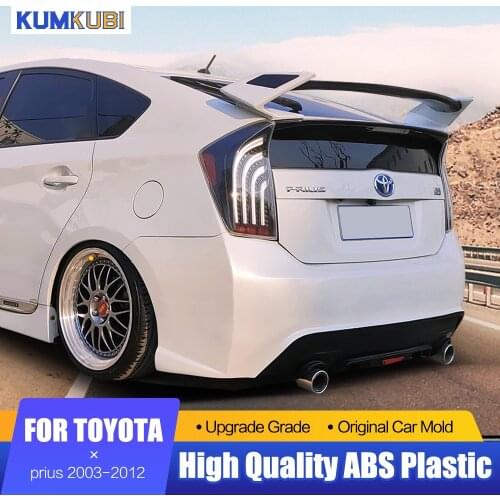 KUMIKUBI Fit For Toyota Prius Carbon Fiber Spoiler 2003-2012 ROWEN Style ABS Plastic Rear Roof Spoiler Wing Trunk Lip Boot Cover