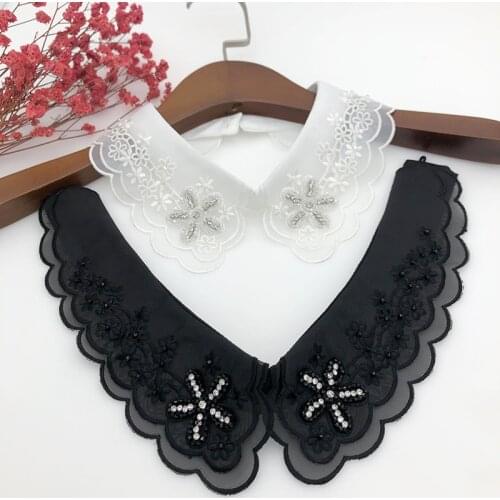 Linbaiway Korean Style Blouse Fake Collar Women Handmade Beading Girls Detachable Collar Female False Collar Necklace Accessory