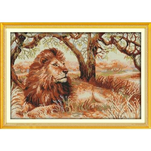 The African Lion cross stitch kit 14ct 11ct pre stamped canvas cross stitching animal embroidery DIY handmade needlework