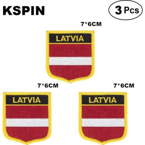 Latvia Shiled Shape flag patches national flag patches for Cothing DIY Decoration