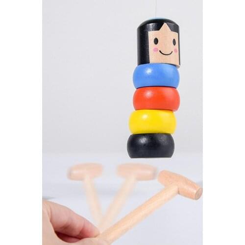 Immovable Daruma Wooden Magic Toy Stubborn Wood Man Toy Children Tumbler Toy Close-up Stage Tricks Toys Kids Gift