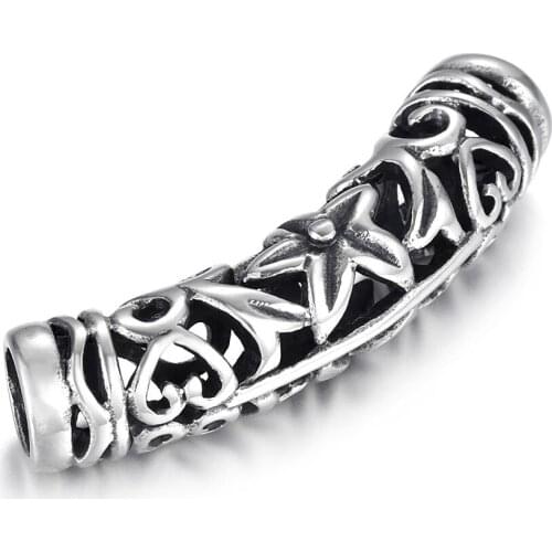 Stainless Steel Tube Beads Curved Hollow Polished 6mm Hole Tubular Bead Metal Charms DIY Accessories for Jewelry Making