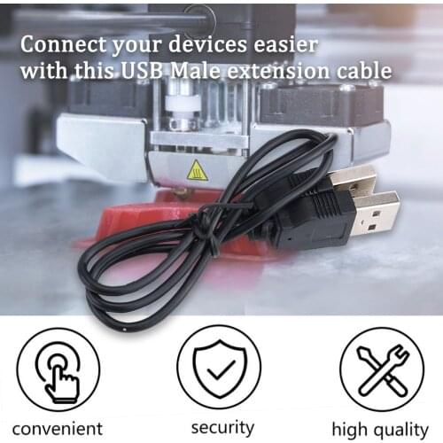 New Black 400mm(L) USB 2.0 Male To Male Extension Connector Adapter Data Cable Cord Connectors For PC Smart Phone