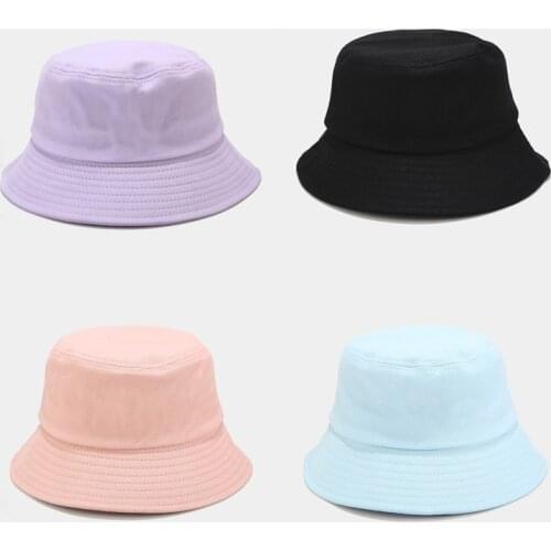 Unisex Bucket Hat Fashion Macarons Cotton Soild Femme Lovely Caps Panama Fold Sunscreen Beach Fisherman Hat
