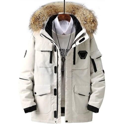 Winter Warm Down Parkas Men Thicken Casual Slim Fur Collar Hooded Coat Casaco Masculino Windbreaker White Duck Down Snow Jackets