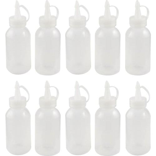 10Pcs Plastic Squeeze Bottle Small Squirt Jet Sauce Condiment Ketchup Mayo Oil
