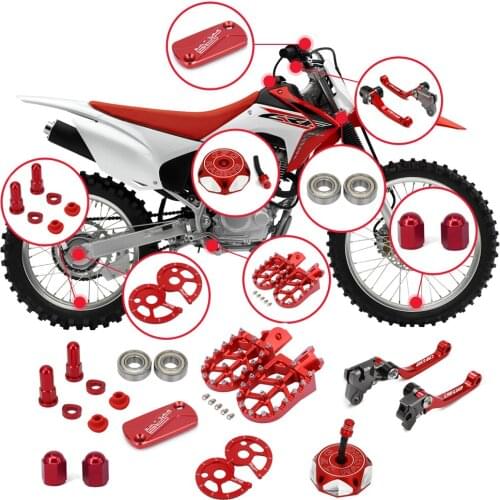 Motorcycle CNC Foot Pegs Brake Clutch Levers Gas Cap Chain Adjust Brake Reservoir Cover Roller Bearings For HONDA CRF230F 04-15