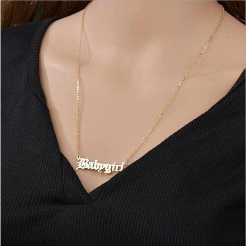Simple Clavicle Chain English Babygirl Alphabet Necklace Fashion Wild Ladies Necklaces European And American Popular Jewelry