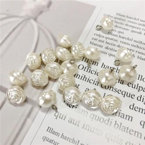 10pcs ABS Imitation Pearls Rose Flower Buttons for Clothing DIY Craft Hair Flower Wedding Deocrative Sewing Accessories 11mm