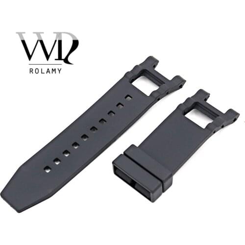 Rolamy 28mm Wholesale New Style Black Strap Waterproof Rubber Replacement Watch Band Belt Special Popular For Invicta 6043