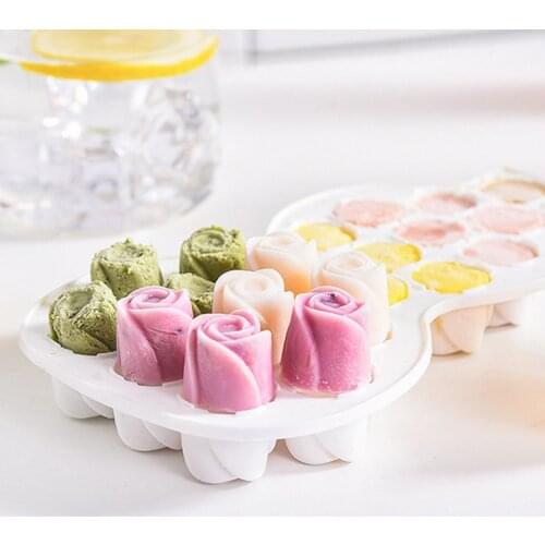 Silicone Ice Tray With Lid Creative Rose Ice Cube Mold Cute Gourd Shape Mold Ice Making DIY Food Box Ice Cream Ice Mold