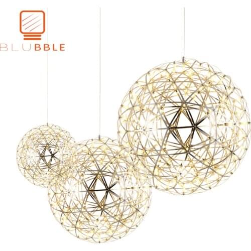 Modern Creative Firework LED Pendant Lights Stainless Steel Large Ball Lighting Fixture Hanging Lamps for Hotel Hall Decoration