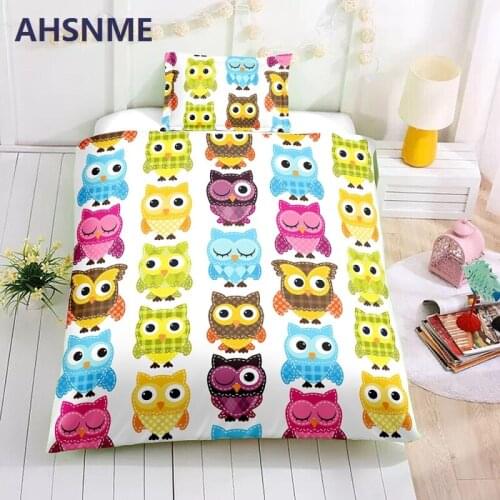AHSNME Special Promotion! ! ! Cartoon Owl Bedding Set Cartoon Animal Pattern Children super love gift Quilt Cover Home Textiles