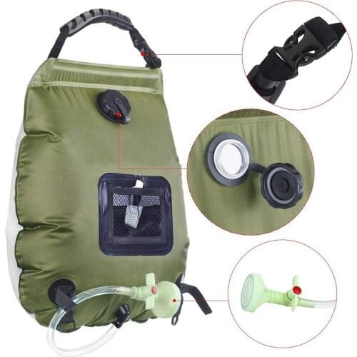 20L Water Bags Outdoor Camping Shower Bag Solar Heating Portable Folding Hiking Climbing Bath Equipment Shower Head Switchable