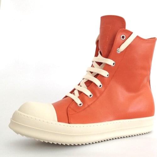Comfortable Boots Military Orange Green Gray Men Fasnion Ankle Boots Genuine Leather Winter Shoes 14#22/20d50