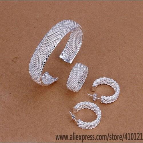 S249 Hot Sale High Quality Anniversary Jewelry Sets,Wholesale Fashion Jewelry Elegant Charms Fashion Mesh Ring Earrings Necklace