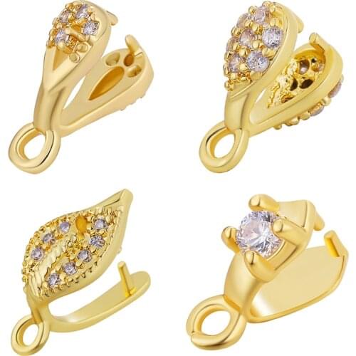 Juya DIY Wholesale Jewelry Clamp Pinch Clip Bail Hooks Accessories For Women Crystal Agate Earrings Necklace Jewelry Making