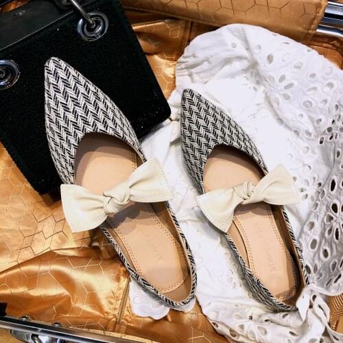 Womens Ballet Shoes Breathable Mary Jane Pointed Toe Shoes Bowknot Womens Soft Bottom Shoes For Women Flat Shoes