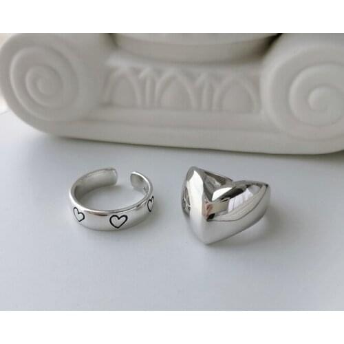 Simple Love Heart Silver Color Round Sweet Elegant Charms Finger Ring For Women Teens Gift Party Show Jewelry