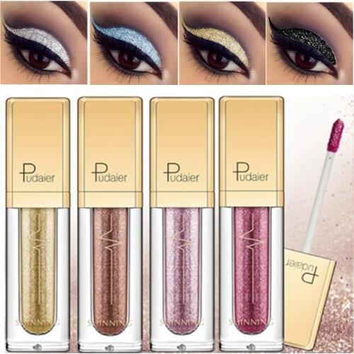 New Make Up Liquid Eyeshadow Waterproof Glitter Pigments Purple Gold Metalic Women Beauty Gel Eye Shadow Cream 18 Colors Makeup