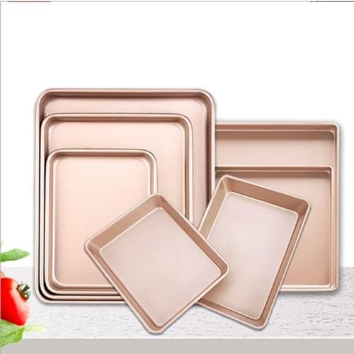 1pcs Non-stick Carbon Steel With Gold Coating Bread Cake Baking Pans Baking Tray Oven DIY Baking For Kitchen Tools