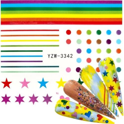 ZKO 1 PC Nail Stars/Dots / lines Stickers Glitter Shiny Decoration Decal DIY Transfer Adhesive Colorful Nail Art Tips Manicure