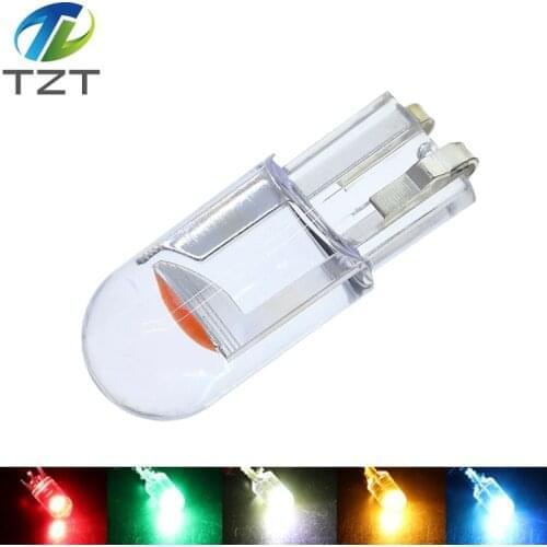 1PCS W5W 194 T10 Glass Housing Cob LED Car bulb 3000K 6000K White Green Blue Red Wedge License Plate Lamp Dome Light White Diedo