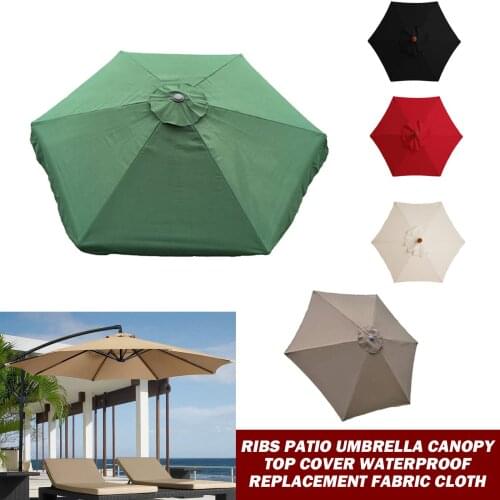 10ft 6 Ribs Patio Umbrella Canopy Top Cover Waterproof Replacement Fabric Cloth