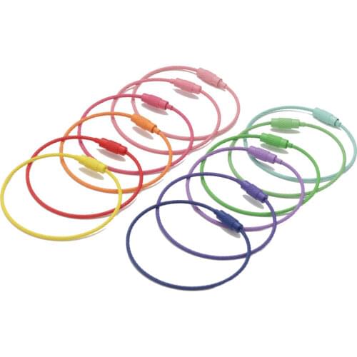 10Pcs/lot 1.5x155mm Stainless Steel Wire Cable Loop Screw Lock Gadget Ring Key Holder Keyring Keychain Tag Rope Jewelry Findings