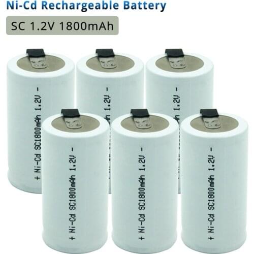 2 4 6 10PCS SC 1800mah 1.2V Rechargeable Battery Ni-cd Cell with Welding Pins Tab for Electric Tools Power Tools