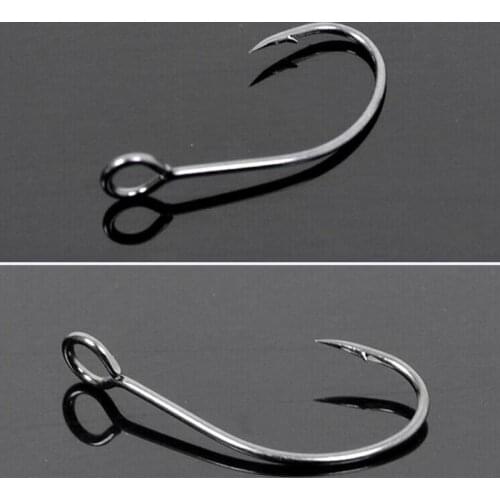 50pcs/lot ) Big Eye Hooks High Carbon Stainless Steel Fishing Hook Sharp Barbed Hook