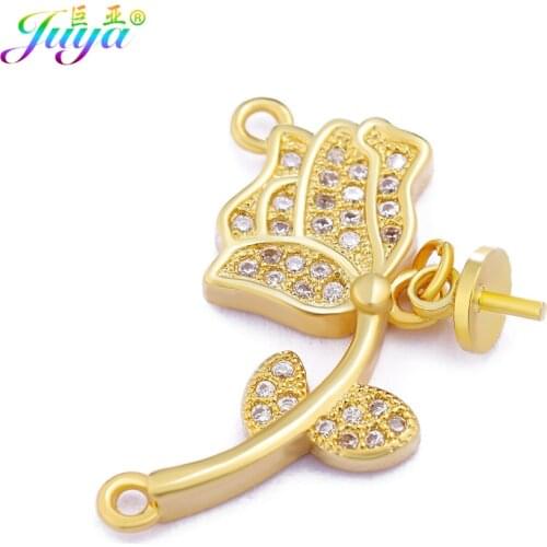 Juya DIY Handmade Connectors Rose Flower Pearl Pendants Accessories For Women Pearls Jewelry Making Supplies