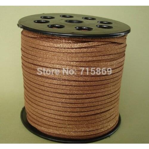 Free Shipp Metallic Golden 3mm 10mters Flat Faux Suede Leather Cord for Jewellery Making and Crafts Beads